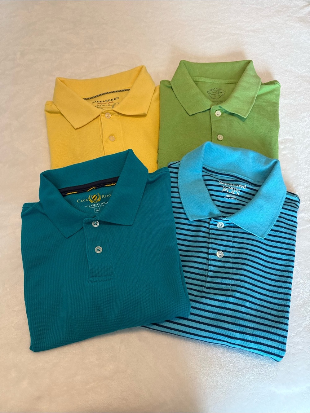 Men’s Polo Shirt Lot 4 Size M Saddlebred Club Room Golf Preppy Colorful